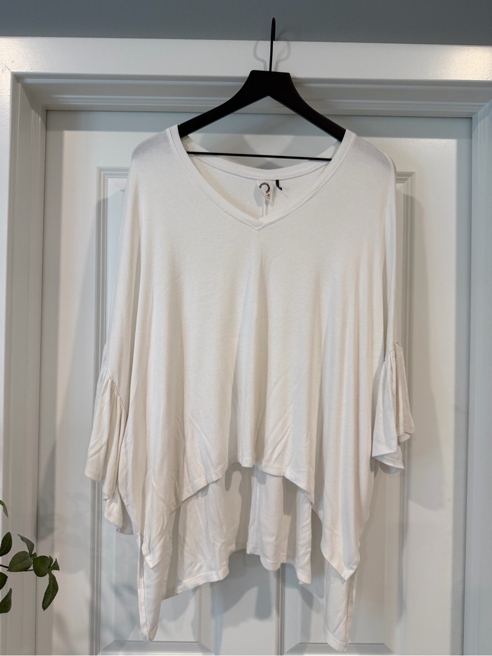 Free People Cream V-Neck Draped Tunic